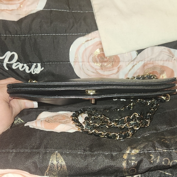 Tory Burch Black Leather Envelope Bag Clutch W/ Detachable Chain Designer READ - Picture 8 of 16